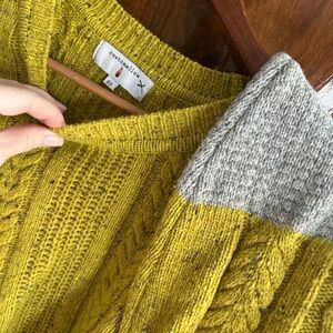 Customellow color block mustard and grey Cable Knit Sweater